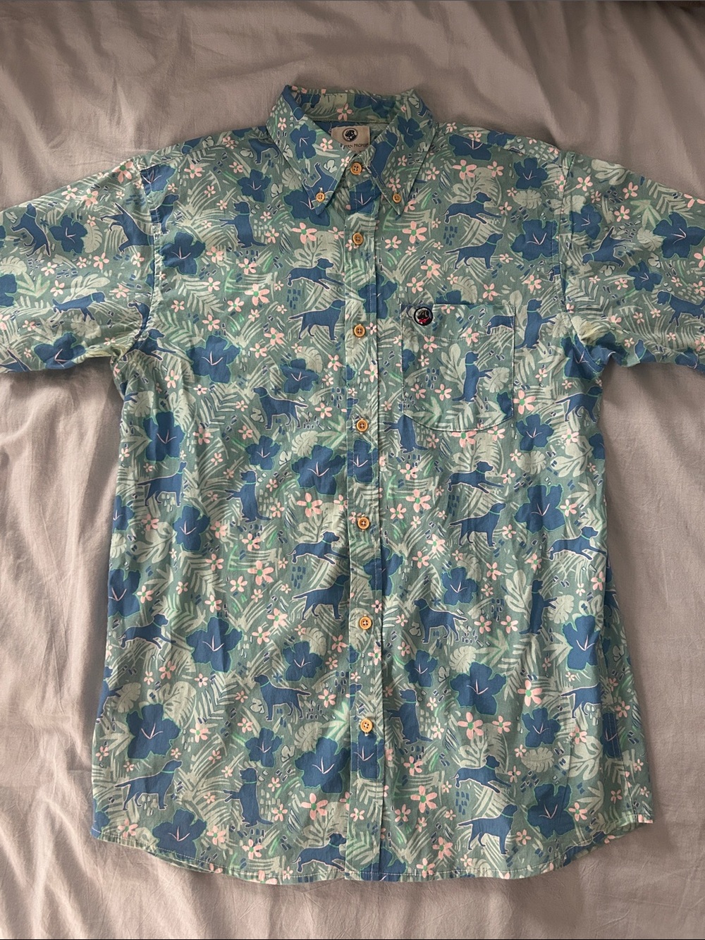 Men's Southern Proper Short-Sleeve Floral Button-Up Shirt - Blue/Green